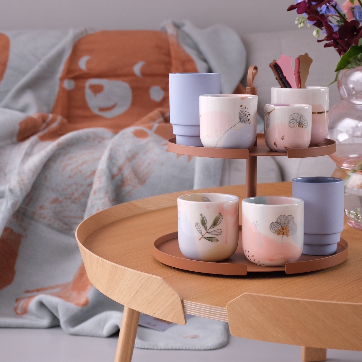 prchtge 2-laags etagère / kaneel