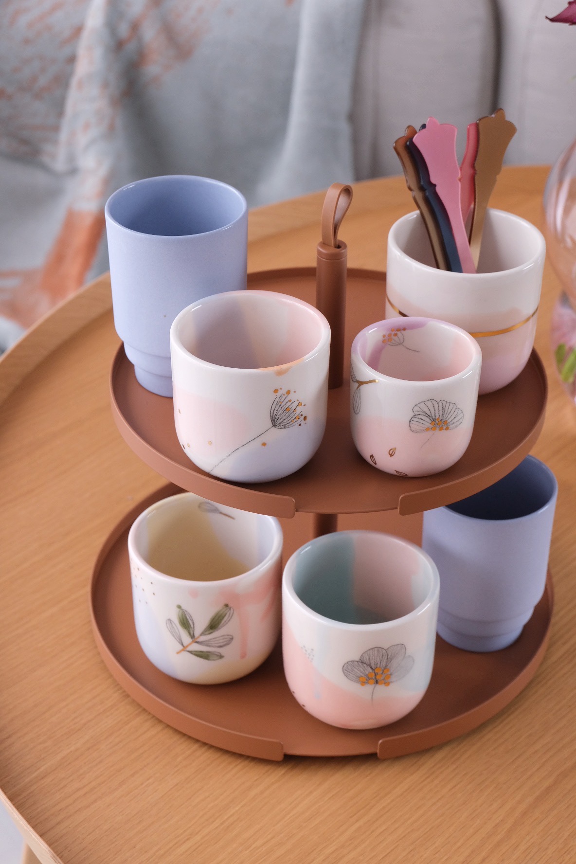 prchtge 2-laags etagère / kaneel - Afbeelding 2